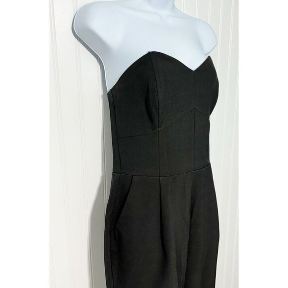 Adelyn Rae Women's Strapless Sweetheart Neckline Slim Leg Jumpsuit Black Medium - Picture 4 of 14